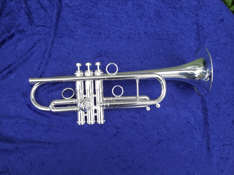 Del Quadro Custom C Trumpet with a silver-plated finish