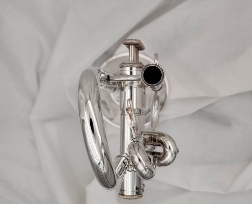 1990s Callet Symphonique trumpet with a large bore (.470) offered on consignment from Del Quadro Custom Trumpets.